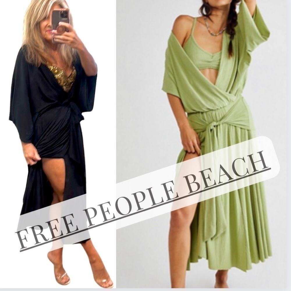 🔥Free People,FP Beach,Kauai black wrap, Gorgeous oversized Dress,Size Med. - Picture 8 of 14